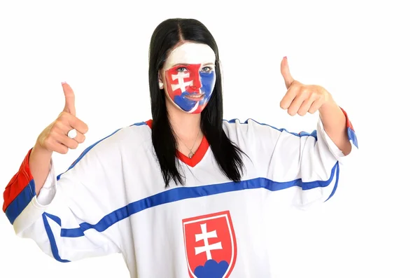 Slovenský hokejový fanda — Stock fotografie