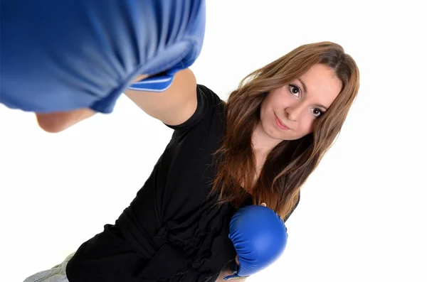 Young beautiful boxer woman — Stock Photo, Image