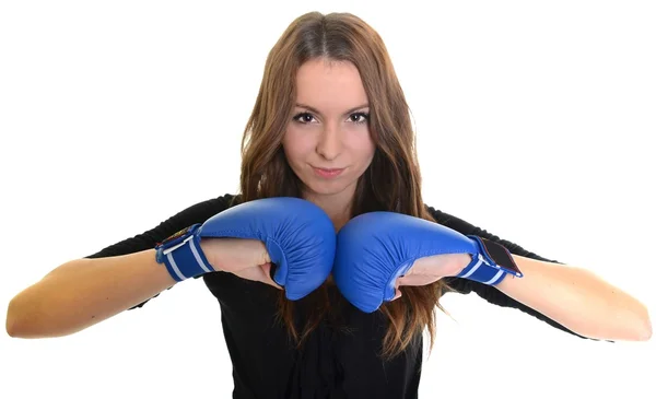 Genç güzel boksör kadın — Stok fotoğraf