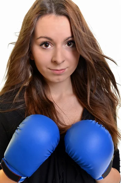 Joven hermosa boxeadora mujer —  Fotos de Stock