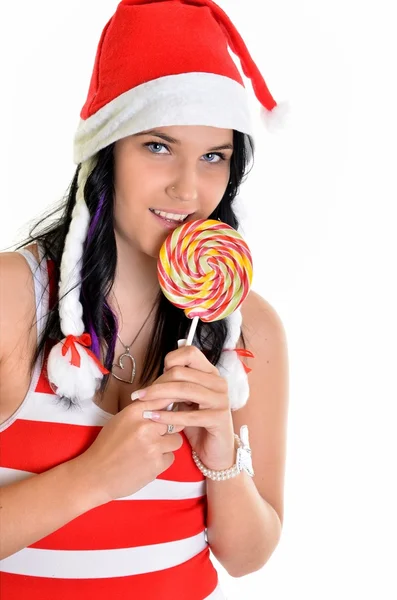 Санта Клаус із за lollypop — стокове фото