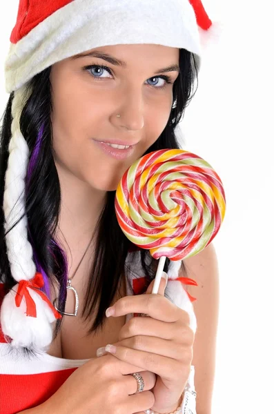 Mikulás egy lollypop — Stock Fotó
