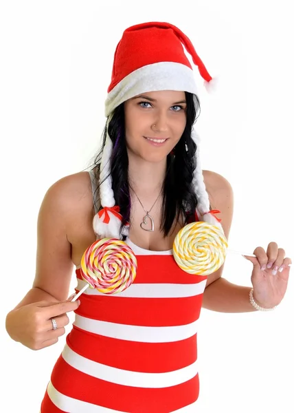 Weihnachtsmann mit Lollypop — Stockfoto