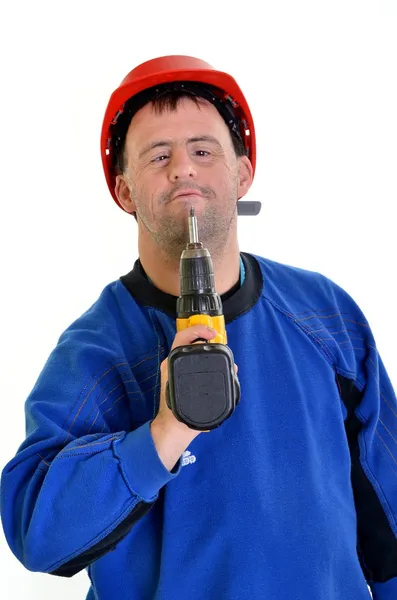 Worker with down syndrome — Stock Photo, Image