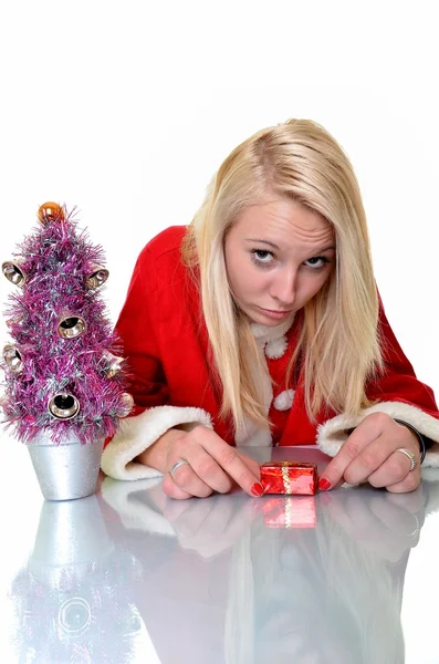 Beautiful Young Happy Christmas Woman over white — Stock Photo, Image