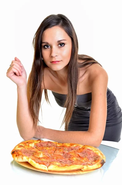 Mujer con pizza —  Fotos de Stock