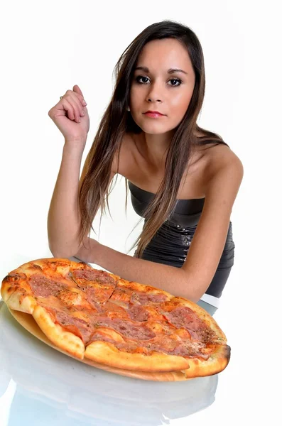 Жінка з піци — стокове фото
