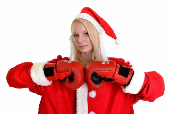 Weihnachtsmann Boxer — Stockfoto