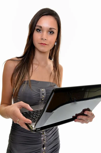 Sexy vrouw met laptop — Stockfoto