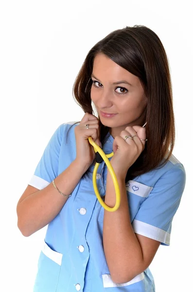 Schöne junge Ärztin mit Stethoskop — Stockfoto