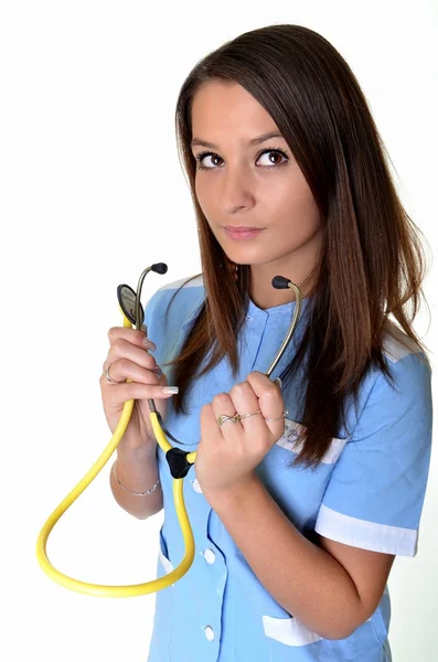 Piękny młody lekarz z stetoskop — Zdjęcie stockowe