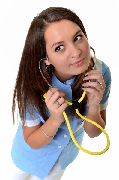 聴診器で美しい若い医者 — ストック写真