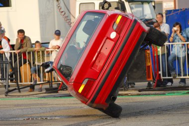 Stuntman in car clipart