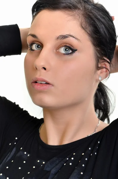 Piękna młoda kobieta co makijaż — Zdjęcie stockowe