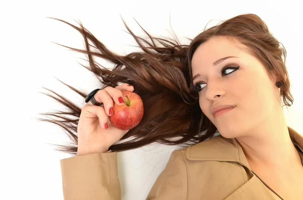 Az apple a fiatal szép lány — Stock Fotó