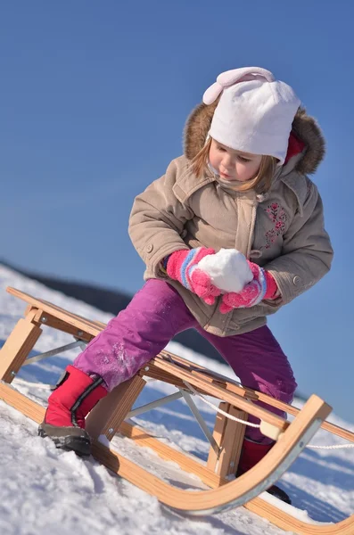 Baby sledding — Stock Photo, Image