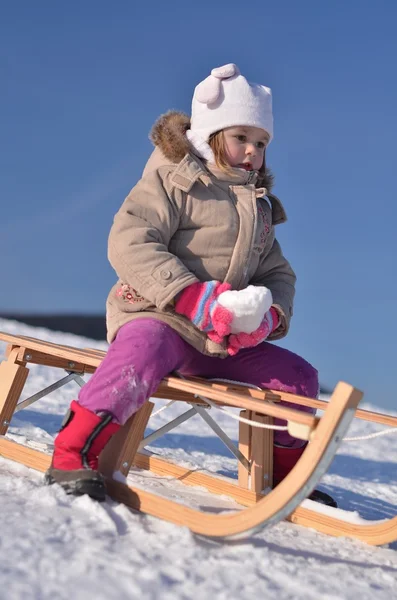 Baby sledding — Stock Photo, Image