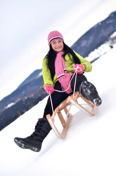 Woman sledding — Stock Photo, Image