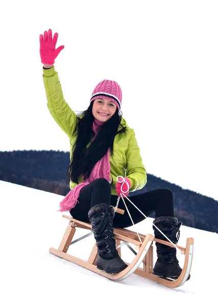 stock image Woman sledding