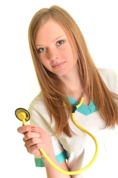 Retrato de feliz bem sucedido médico feminino — Fotografia de Stock