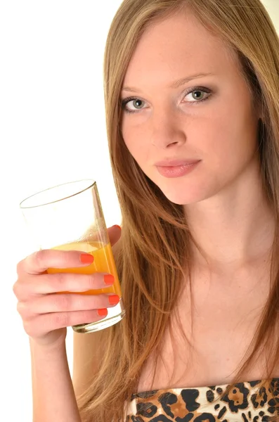 Frau mit Orangensaft — Stockfoto