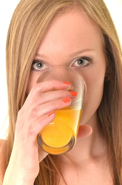 Wanita dengan jus jeruk — Stok Foto
