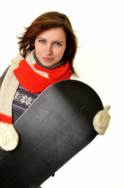 Sexy Frau mit Snowboard — Stockfoto