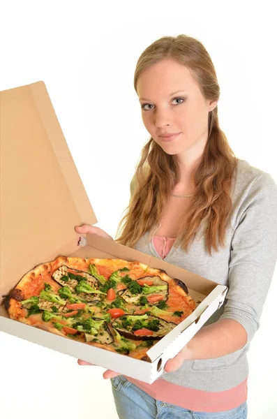 Sexy žena s pizzou — Stock fotografie