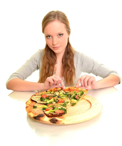 Sexy Frau mit Pizza — Stockfoto