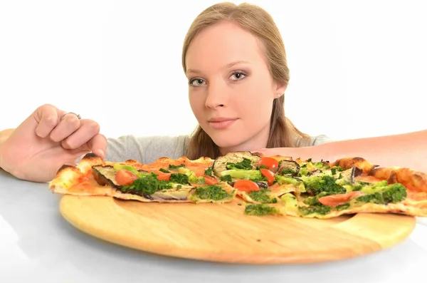 Σέξι γυναίκα με πίτσα — Φωτογραφία Αρχείου