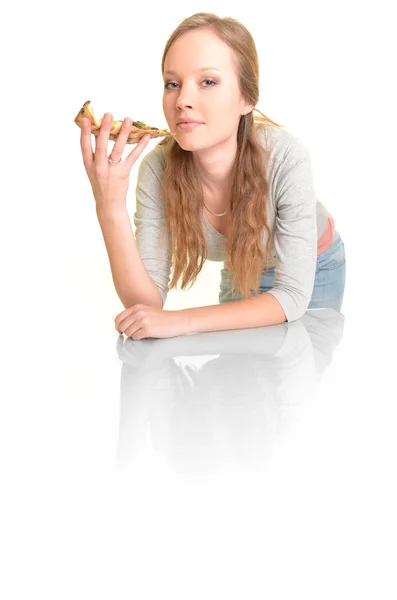 Sexy woman with pizza — Stock Photo, Image