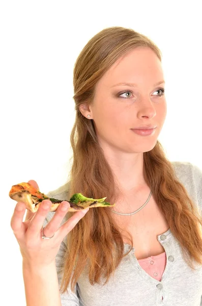 Woman with pizza — Stock Photo, Image