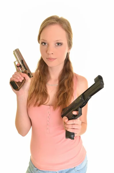 Mujer con pistola — Foto de Stock