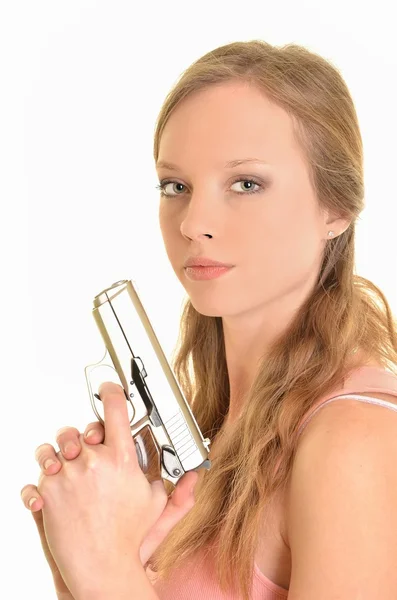 Kobieta z pistoletu — Zdjęcie stockowe