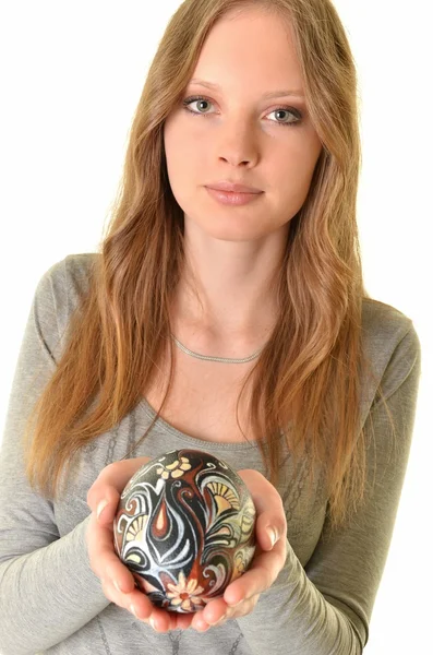 Woman with easter eggs — Stock Photo, Image