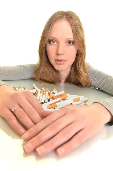 Girl with cigarette — Stock Photo, Image