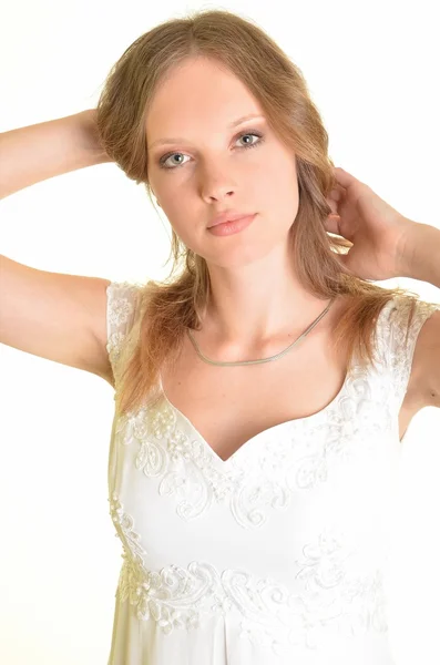 Menina em vestido branco — Fotografia de Stock