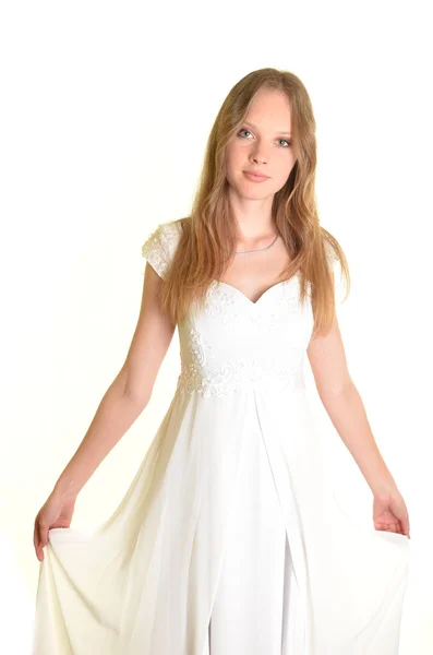 Lány fehér ruhában — Stock Fotó