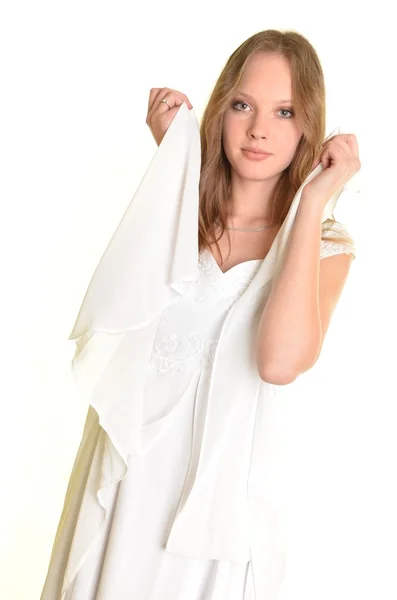 Beyaz elbiseli kız. — Stok fotoğraf