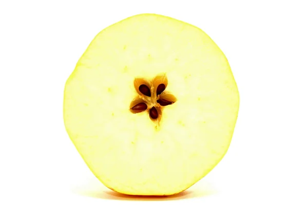 一半的梨与白色背景上的种子 — 图库照片
