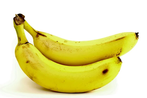 Duas bananas maduras isoladas em branco — Fotografia de Stock