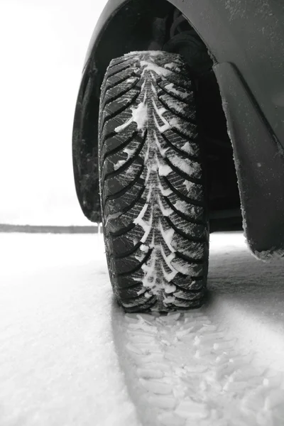 雪の中の冬のタイヤ — ストック写真