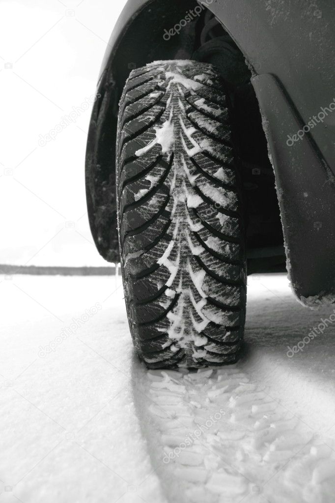 Winter tires in the snow