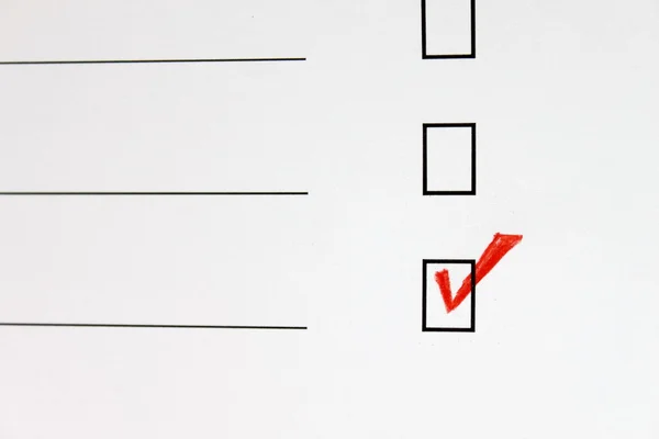 stock image White form with a red mark