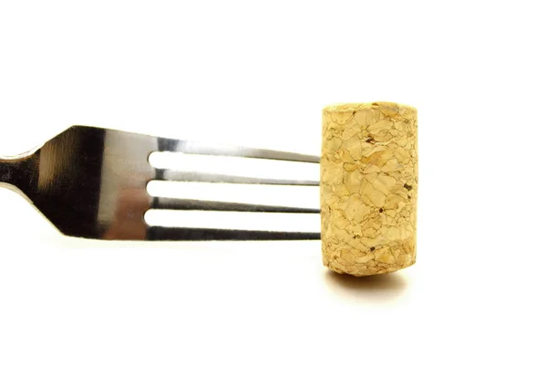 stock image Fork and cork on white background