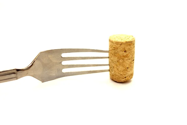 stock image Fork and cork on white background