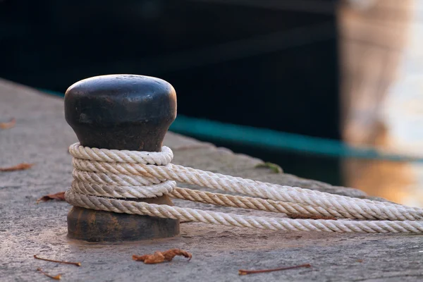 stock image Ship rope tied to a harbor
