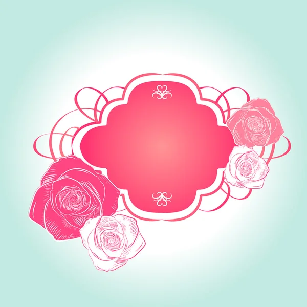 Γλυκό τριαντάφυλλο ροζ πλαίσιο — Διανυσματικό Αρχείο