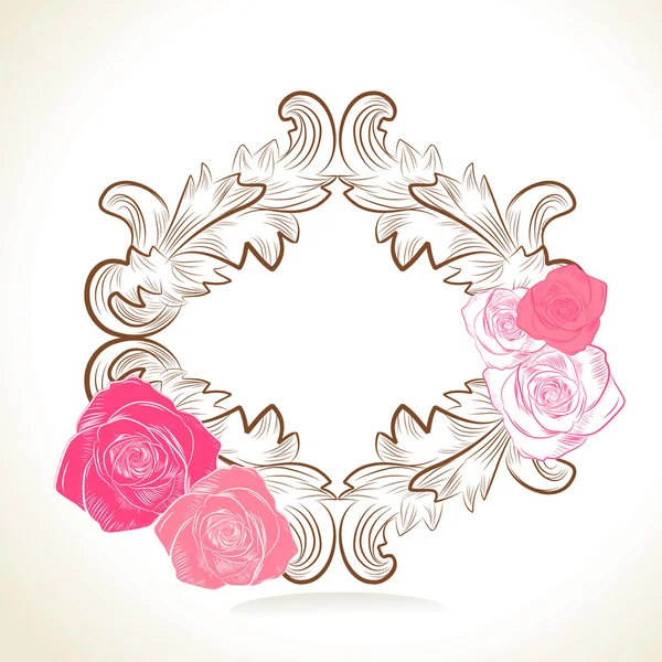 Γλυκό τριαντάφυλλο ροζ πλαίσιο — Διανυσματικό Αρχείο
