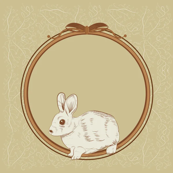 Doce cartão de quadro de coelho vintage — Vetor de Stock